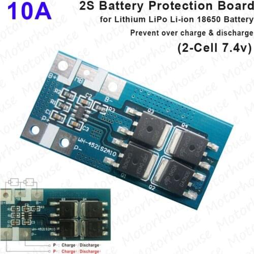 2S 10A 7.4V BMS Protection PCB Board for 18650 Lithium LiPo Li-ion Battery Cell
