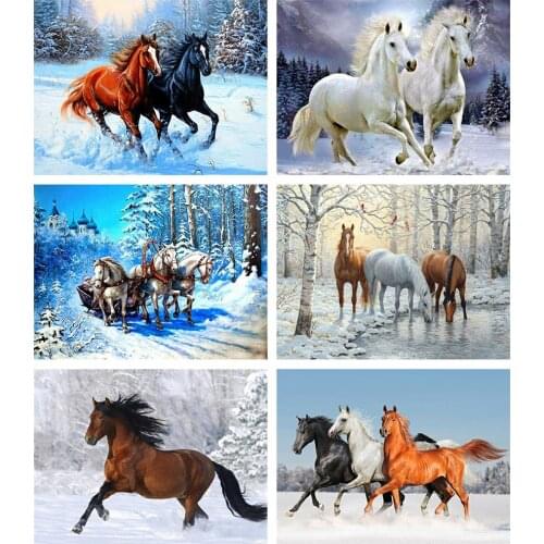 5D Diamond Painting Galloping Horse Cross Stitch Kits Animals Diamond Mosaic Embroidery Full Living Room Home Decoration