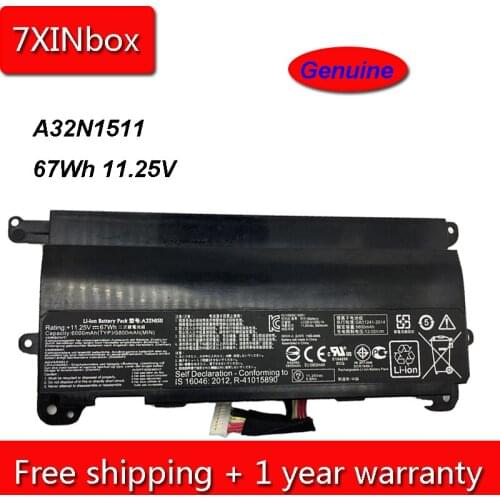 7XINbox 67Wh 11.25V Genuine A32N1511 A32LM9H Battery For Asus ROG G752 G752V G752VL G752VM G752VT G752VY G752VL-1A G752VT-DH72