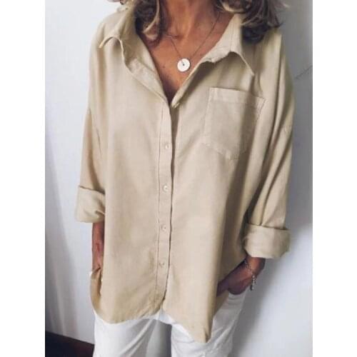 2021 New Women Loose Long Sleeve Tunic Tops Casual Blouses Plus Size S-2XL Shirt Cotton Summer Elegant Blouse Streetwear Fashion