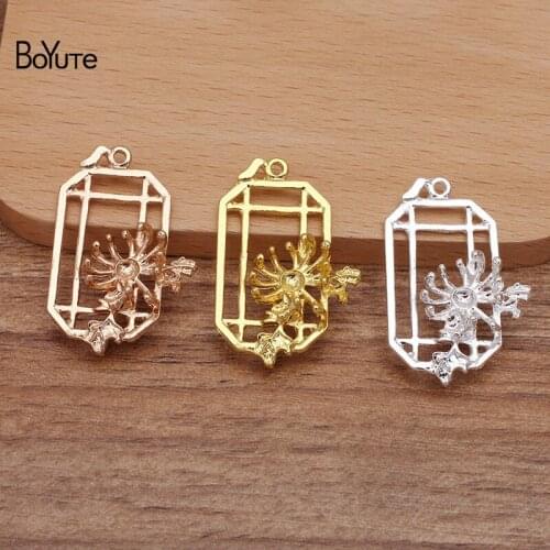 BoYuTe (40 Pieces/Lot) 23*35MM Metal Alloy Flower Pendant Materials DIY Handmade Jewelry Findings Components