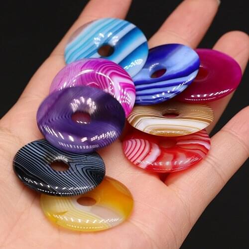 Natural Stripe Agates Stone Bead Round Shape Big Hole Loose Beads for Making Jewelry Necklace Accessories Size 30x30mm