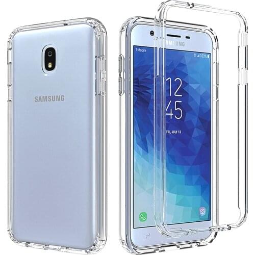 Clear Case for Samsung Galaxy J7 2018 J737 Silicone Phone Back Bag PC Bumper Full Hard Protective Cover Transparent Shell