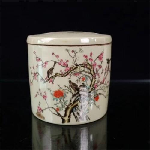 Jingdezhen Porcelain Pastel Flowers And Birds Pattern Cricket Jar Storage Jar Decoration Ornament Porcelain Jar Home Decoration