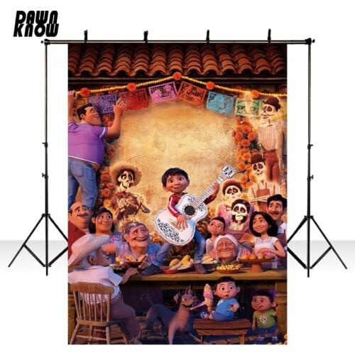 DAWNKNOW COCO Miguel Backdrop Photography Background Cartoon Newborn Baby Party Planning Tapestry Photocall Photo Studio lv345