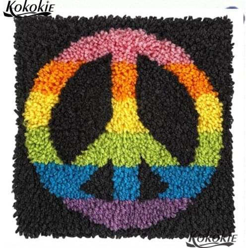 Diy latch hook pillow 3d carpet craft kits for adults embroider needlework printed cross stitch kits Crocheting Rug Kits