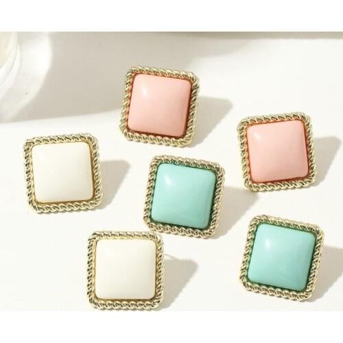 European and American Fashion Earrings Retro Palace Style Geometric Square Jelly Resin Earrings for Women Girl Gift