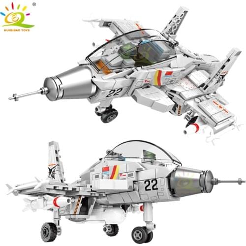 HUIQIBAO TOYS J-15 Shipborne Fighter Building Blocks Technical plane Army Navy Aircraft City Police Figures Bricks Toys for Kids