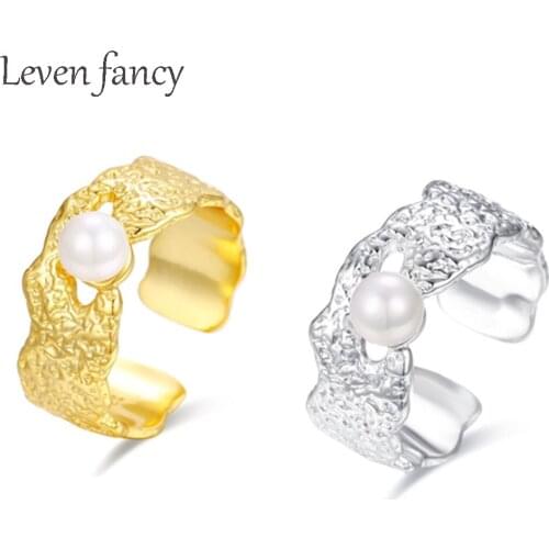 Cultured Button Pearl Ring In 18kt Yellow Gold Over 925 Sterling Silver Frost Band Irregular Shape Geometric Jewelry