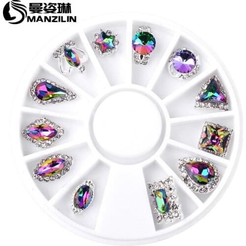 Manicure table accessories fire drill multicolored abnormity AB bottom drill out colorful glass drill nail accessories