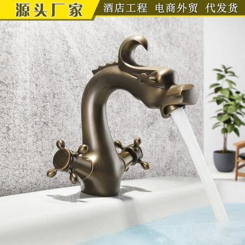 Faucet copper stage basin bathroom all puckering her hands round leading archaize carve patterns or designs on woodwork