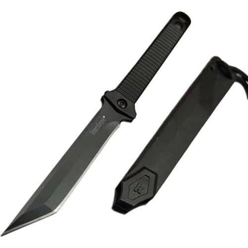 DuoClang Multifunctional Pocket Small Knife Oxide Black Fixed Blade Knife Tools Collectable Gift