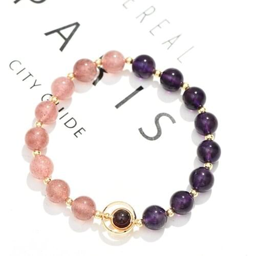 Natural strawberry crystal amethyst bracelet for women fashion design peach blossom good luck bracelet does not fade