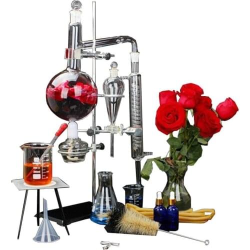 New Lab 1000ml Essential Oil Distillation Apparatus Pure Water Glassware Kits