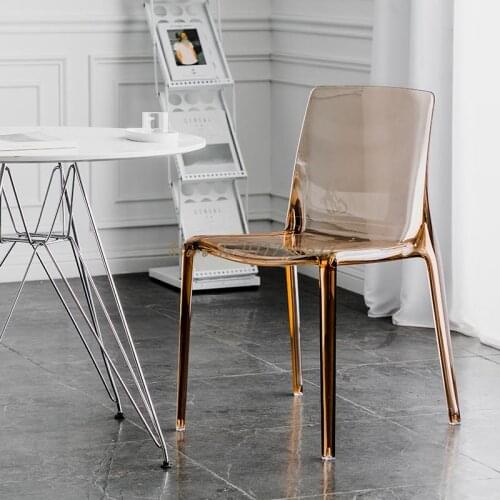 About White Acrylic Dining Chair Home Transparent Back Chair Nordic Modern Simple Makeup Chair Net Red Crystal Stool