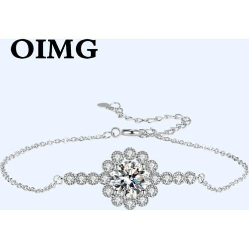 OIMG 2021 New Womens Moissanite Bracelet Womens Fashion 2 Carat Adjustable Sunflower Moissanite Bracelet BB-04