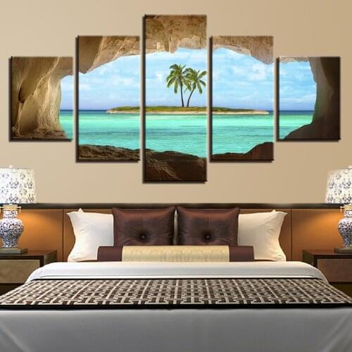 Landscape Sky Cloud Star Mountain River Hot Air Balloon 5 Piece Wall Pictures For Living Room Color Painting Art Home Decor