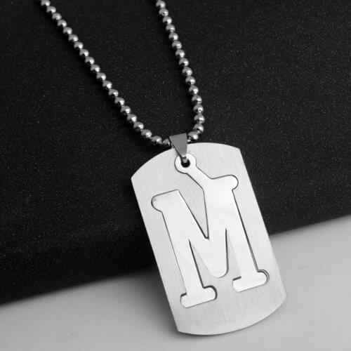 Gift stainless steel English alphabet M sign necklace English initial name symbol detachable letter double layer text jewelry