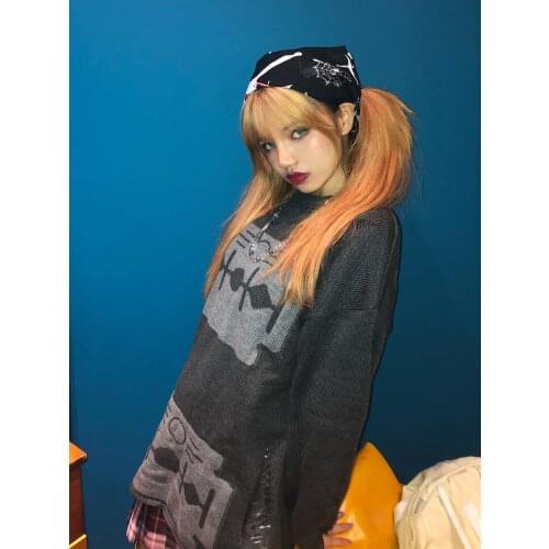 Ruibbit New Arrival Hot Girl Punk Gothic Japanese Harajuku Black Print Scarf Headscarf