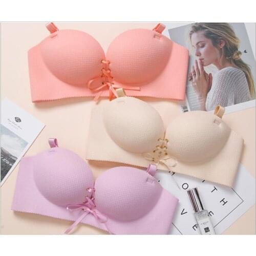Baharcelin ABC Cup Sexy Wire free Woman Young Girl Smalll Chest Bra French Romantic Gathered Bra Cute Sweet Bra Underwear