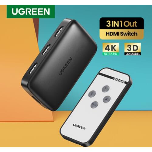 UGREEN HDMI Switch for Xiaomi Mi Box 3 In 1 Out HDMI Switcher 4K/30Hz for TV box PS4 Switch HDMI 4K with Controller HDMI Cable