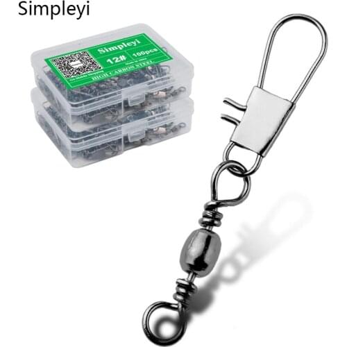 50-100pcs/box Stainless Steel Swivels Fishing Connector Pin Bearing Swivel With Snap Fishhook Lure Fish Lure Tackle Accessories