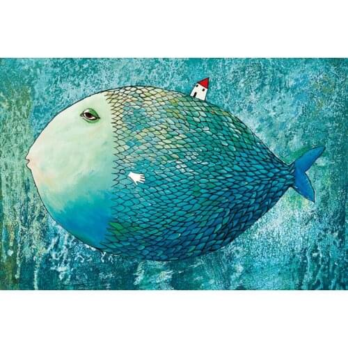 Blue fish The wooden puzzle 1000 pieces ersion paper jigsaw puzzle white card adult childrens educational toys