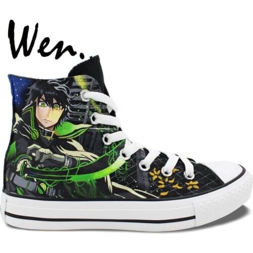 Wen Design Custom Anime Canvas Skateboarding Hand Painted Shoes Seraph of The End High Top Girls Boys Portable Sneakers Sports