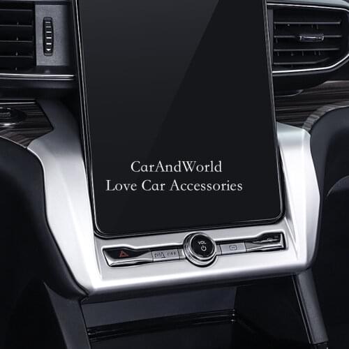 For Ford Explorer 2020 Carbon Fiber Navigation Frame Protector Console Knob Switch Cover Interior Moulding Trims Car Accessory