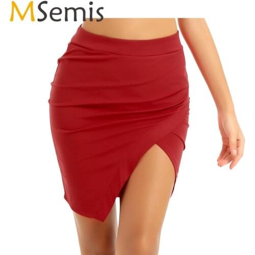MSemis Women Hip Skirt Fashion Korean Style High Waist Wrap Front Stretchy Work Business Casual Bodycon Sexy Midi Pencil Skirt