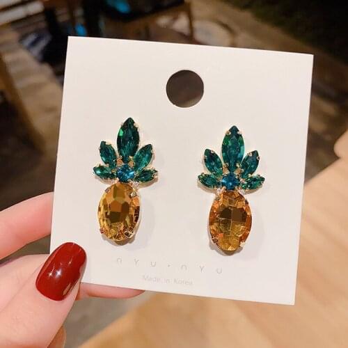 Luxury Crystal Pineapple Stud Easrrings for Women Girls Korean Fashion Earring 2020 New Sale Party Jewelry Pendientes Gift ER787