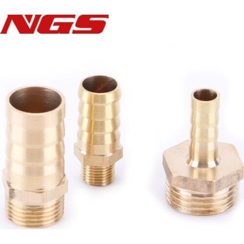1/8" 1/4'' 3/8" 1/2" 3/4" Brass Male Thread Hose Barb Coupler Fitting Connector 14mm 16mm 19mm 25mm 32mm