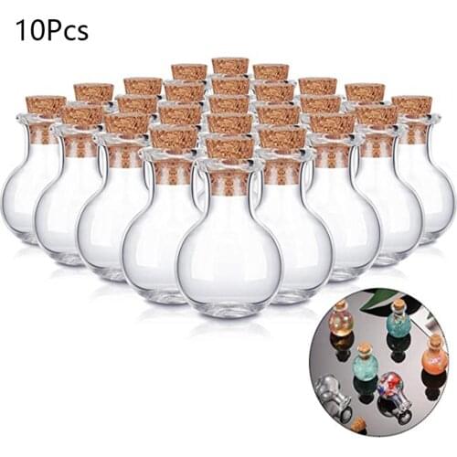 10pcs Mini Glass Bottles Clear Liquid Container Small Wishing Bottles With Cork Stoppers For Birthday Party Refillable Bottles