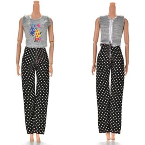 2PCS=1 Tank+ 1 Pants Trousers Doll Clothes Set Summer Cartoon Print Vest Doll Clothing For Clothing Accessories New Hot