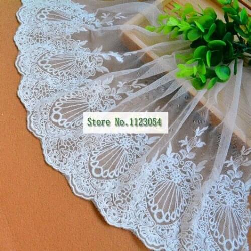 2Yards/lot 23cm wide exquisite cotton mesh pagoda styling embroidery lace bed curtains sewing accessories AC318