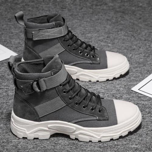 2020 Autumn Men Boots Comfortable Canvas Ankle Boots for Man Wear Resistant Male Stylish Streetwear Boots Mens High-Top Sneakers