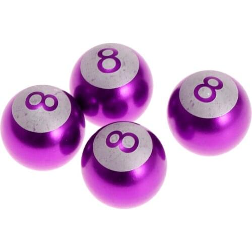 4x 8 Ball Style Universal Motor Car Wheel Tire Air Valve Stems Cap Caps Purple