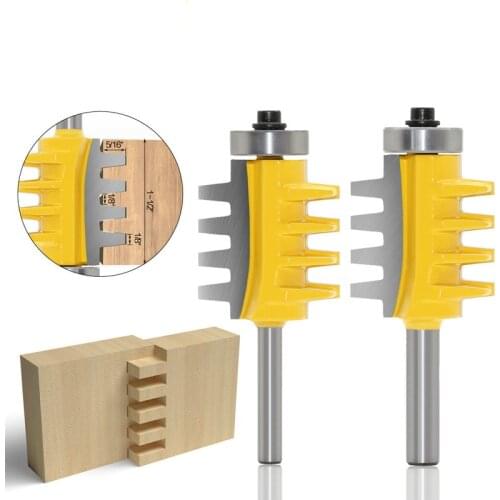6mm/8mm Shank 1/4 Shank Rail Reversible Finger Joint Glue Router Bit Cone Tenon Woodwork Milling Cutter Power Tools Wood Router