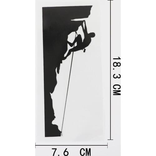 7.6CMX18.3CM Rock Climber Mountain Climbing Vinyl Car Sticker Black/Silver 8A-0921