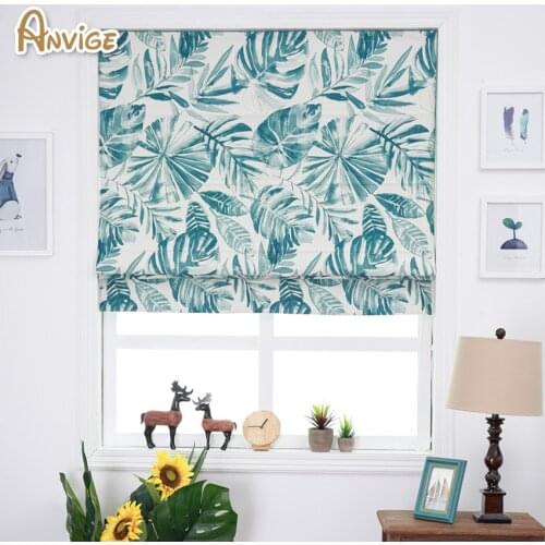 Anvige Included Curtain Roman Blinds Printed Leaf Patten High Quality Roman Shades Custom Made Curtains