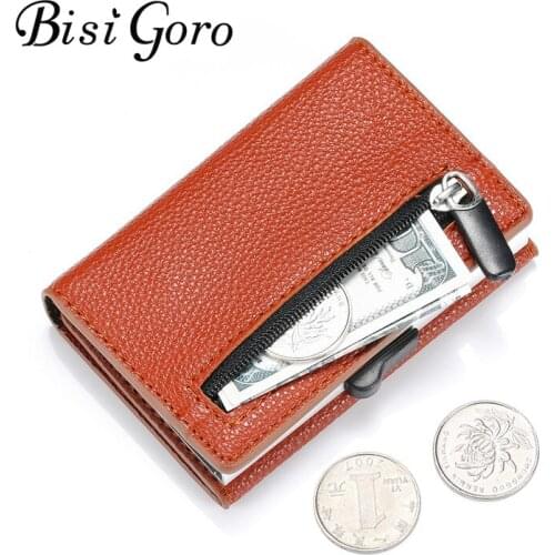 BISI GORO New Business Credit Card Holder RFID Single Box Aluminium 2020 Card Wallet Coin Purse Card Case Pop Wallet Coin Purse
