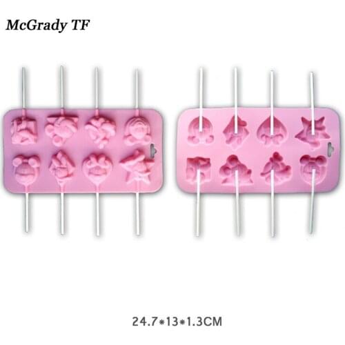 Food Grade Silicone Material Animal Shape For Chocolate Lollipop Mold Cake Tools Cookie Ice Mold With Stick Fondant Baking Mold