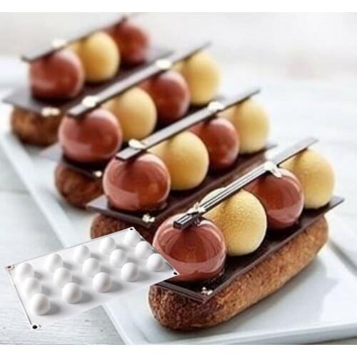 15 Hole Mini Round Ball Shaped Silicone Molds Truffle Baking Moulds Cake Mold for Dessert Muffin Brownie Pudding Jello