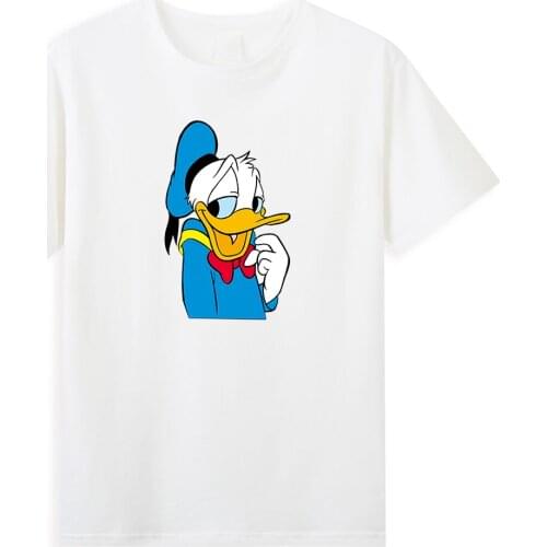 Disney Funny Donald Duck Print Men T-Shirt O-Neck Short Sleeve Cotton Tee Tops 2021 New Summer Cartoon T-shirt Male Streetwear