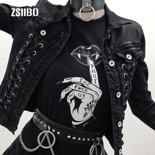 Gothic women T-shirt fashion dark new large size loose short-sleeved Harajuku letter Vintage tees streetwear fun female T-shirt