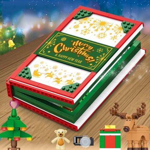 SEMBO BLOCK Christmas Village Winter House Expert Sets Santa Claus Figures Ideas Book Building Blocks Christmas Kid Toys