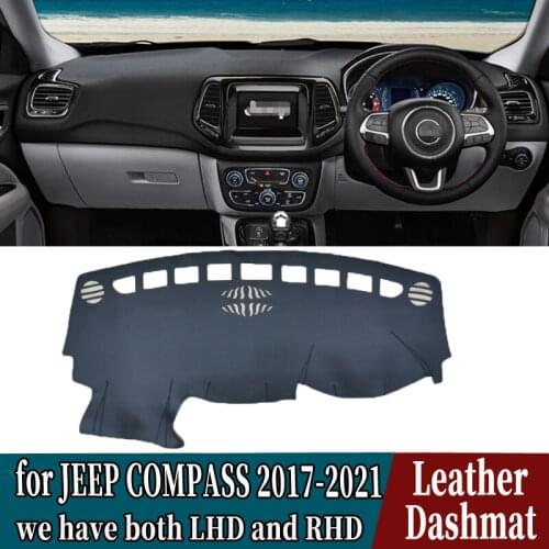 PU Leather Dashmat Dashboard Cover Mat Carpet Car-Styling accessories for JEEP COMPASS g2 2017 2018 2019 2020 2021 RHD