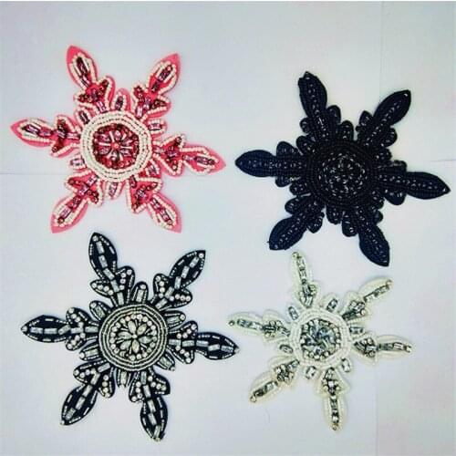 Maxsin 1 Pc High Quality Handmade Beaded Colorful Rhinestone Snowflake Sticker Clothing Accessories Shoe Hat Patch DIY