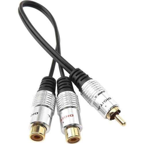 Metal RCA Female to Dual 2-RCA Male Gold Plated Adapter, Stereo Splitter Y Audio Cable RCA F-2 RCA M 1 Male to 2 Female