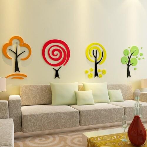 Cartoon Tree Acrylic 3D Wall Stickers for Kids Rooms Kindergarten Bedroom Waterproof Wall Sticker Classroom Culture Wall Decor